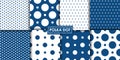 Classic blue polkadot seamless pattern collection Royalty Free Stock Photo