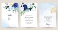 Classic blue, white rose, white hydrangea, ranunculus, anemone, thistle flowers Royalty Free Stock Photo