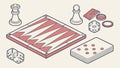Classic Board Games: Chess and Backgammon Pieces, Fun Vector Set, vector design Generative AI Royalty Free Stock Photo