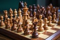 The classic board intellectual game of chess. game positions. Wooden figures. AI generated Royalty Free Stock Photo