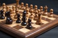 The classic board intellectual game of chess. game positions. Wooden figures. AI generated Royalty Free Stock Photo