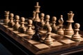 The classic board intellectual game of chess. game positions. Wooden figures. AI generated Royalty Free Stock Photo