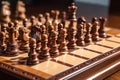 The classic board intellectual game of chess. game positions. Wooden figures. AI generated Royalty Free Stock Photo