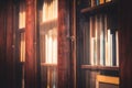 Classic bookshelf background in soft blur