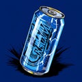 Classic Energy Drink Bottle With Drawing Video On Blue Background Royalty Free Stock Photo