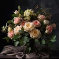 Classic bouquet with mixed roses and greenery. Mother\'s Day Flowers Design concept Royalty Free Stock Photo