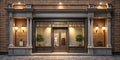 Classic Boutique Storefront Mockup Design Your Dream Retail Space with Editable Empty Window Display Royalty Free Stock Photo