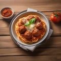 A classic bowl of spaghetti with marinara sauce and meatballs2