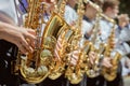 Classic Brass band plays the musical in garden. Royalty Free Stock Photo