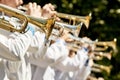 Classic Brass band plays the musical in garden. Royalty Free Stock Photo