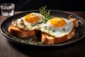 Classic breakfast boasts a pair of delicious sunny side up fried eggs