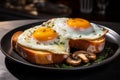 Classic breakfast boasts a pair of delicious sunny side up fried eggs