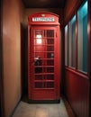 Classic British Phone Booth Indoors Royalty Free Stock Photo
