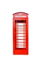 Classic British red phone booth isolated Royalty Free Stock Photo