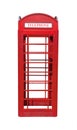 Classic British red phone booth isolated on white background, clipping path Royalty Free Stock Photo