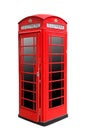 Classic British red phone booth in London UK, isolated on white Royalty Free Stock Photo