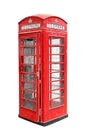 Classic British red phone booth in London UK, isolated on white Royalty Free Stock Photo