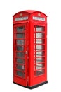 Classic British red phone booth in London UK, isolated on white Royalty Free Stock Photo