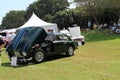 Classic british sports car open hood