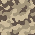 Classic brown camouflage, military texture, seamless camo pattern. Desert color .