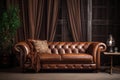 a classic brown chesterfield sofa