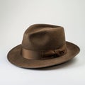 Classic Brown Fedora Hat on White Background Royalty Free Stock Photo