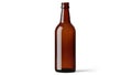 A classic brown glass bottle standing upright on a plain surface Royalty Free Stock Photo