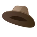 Classic brown hat isolated on white background. Vector cartoon close-up illustration. Royalty Free Stock Photo