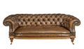 Classic brown leather sofa isolated on white