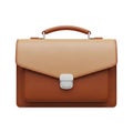 Classic Brown Leather Briefcase with Silver Clasp and Handle on White Background image Royalty Free Stock Photo