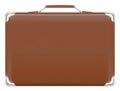 Classic brown travel suitcase bag on a white background