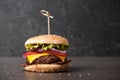 Classic burger on stone table