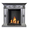 Classic burning fireplace isolated on white background Royalty Free Stock Photo