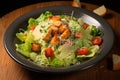 Classic Caesar salad elevated with succulent, grilled shrimp toppings