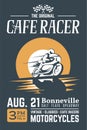 Classic cafe racer motorcycle poster. Royalty Free Stock Photo