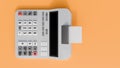 Classic calculator with a digital display and also have a paper tape roll for printing Royalty Free Stock Photo
