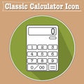 Classic calculator icon illustration in flat design with 3D look. Shadow, number pad, .