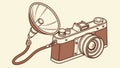 Classic Camera with External Flash Unit, Analog Feel, vector design Generative AI Royalty Free Stock Photo