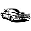 classic car with black and white stripes vector