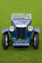 Classic car, blue soft top. Royalty Free Stock Photo