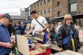 Classic Car Boot Sale by Vintage. Retro festival where people selling their vintage clothing and other goods from jewellery to Royalty Free Stock Photo