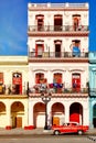 Classic car and colorful buildings in Old Havana Royalty Free Stock Photo