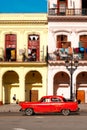 Classic car and colorful buildings in Old Havana Royalty Free Stock Photo