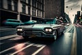 Classic car cruising, creative digital illustration painting, vintage style Royalty Free Stock Photo