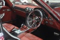 Classic car driver steering and interior dashboard.