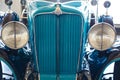 Classic Car Grille with Blue Slats and Chrome Details