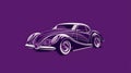 Classic car illustration, isolated car on violate background