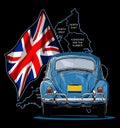 classic car on the island and the British flag Royalty Free Stock Photo