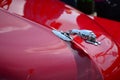 Classic Car Lion Hood Ornament Red Hood Royalty Free Stock Photo