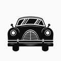 Classic car logo design. Black silhouette. Vector sign